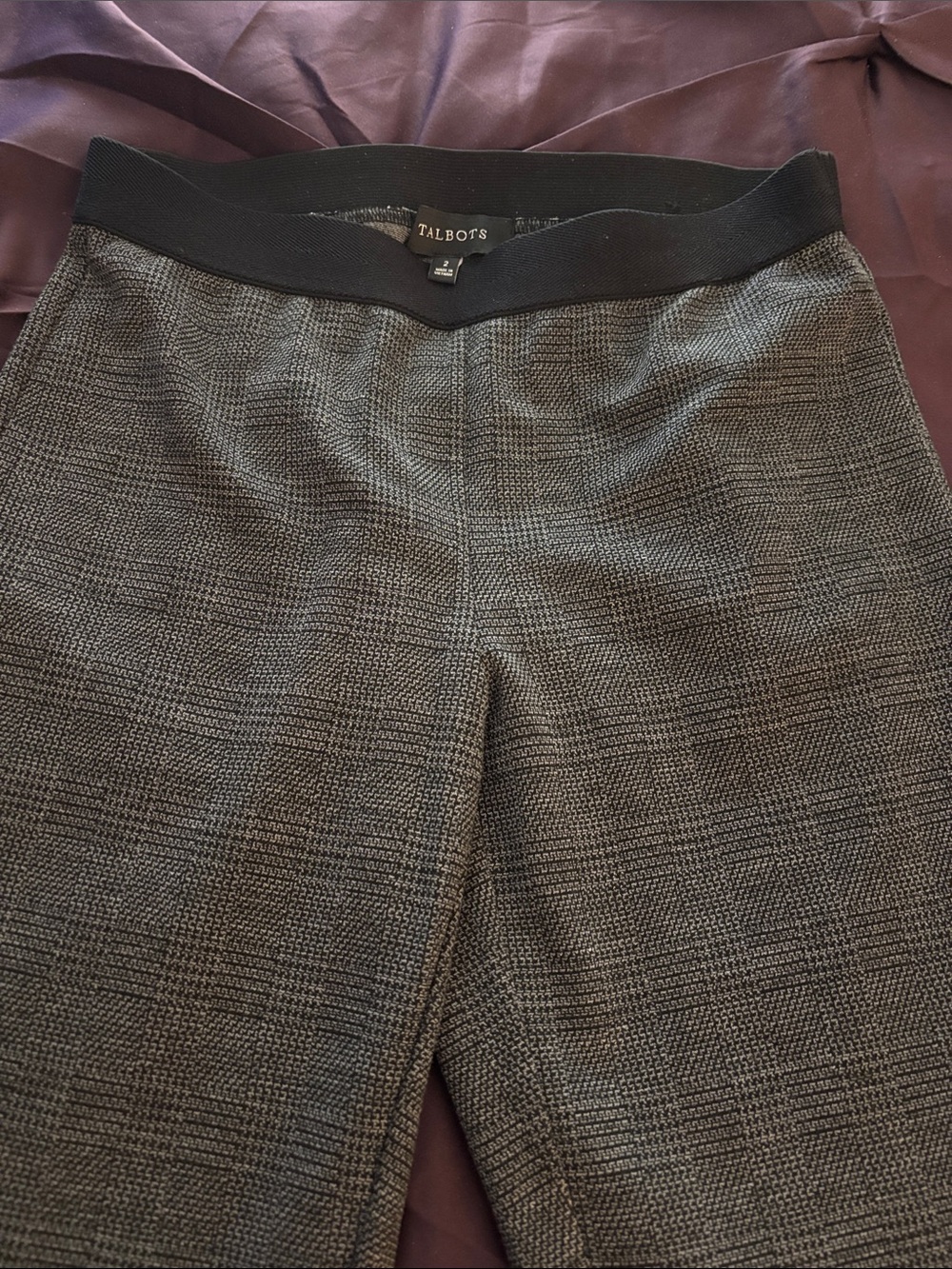 Talbots Black and Gray Glen Plaid Stretch Dress Pants